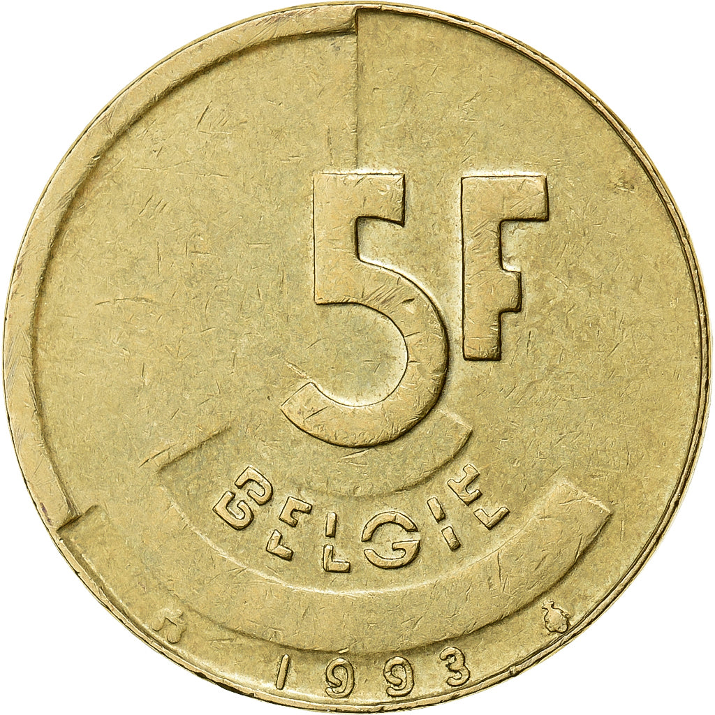 Belgien, Baudouin I, 5 Francs, 5 Frank, 1993, Brussels, Brass Or