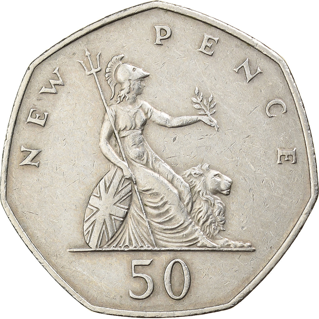 Grã-Bretanha, Elizabeth II, 50 New Pence, 1969, Cobre-níquel, EF(40-45)
