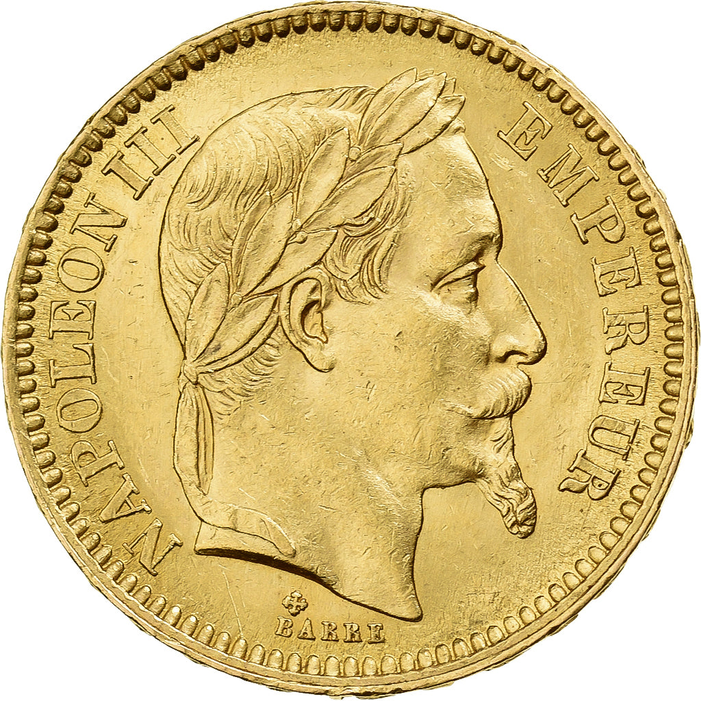 Frankreich, Napoleon III, 20 Francs, 1863, Strasbourg, Gold, VZ, Gadoury:1062