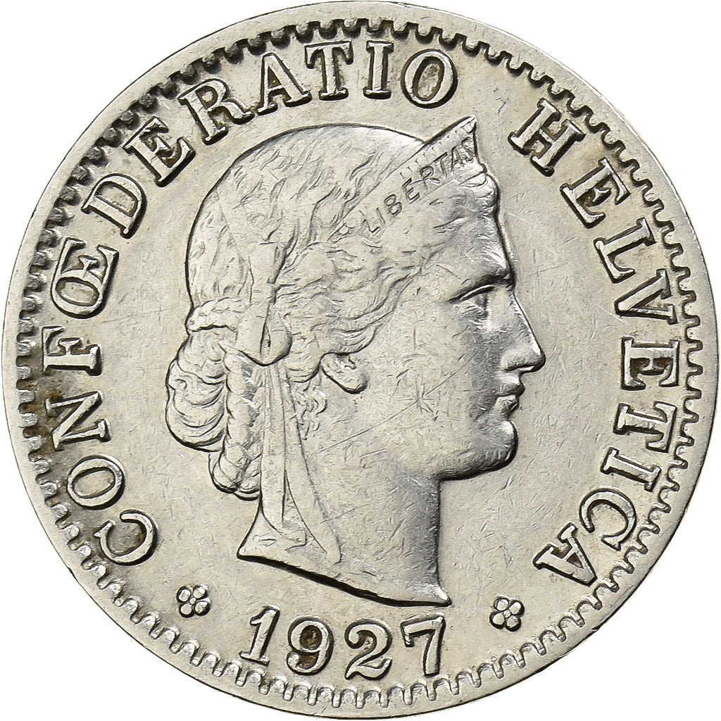 Svizzera, 20 Rappen, 1927, Bern, Nichel, BB, KM:29