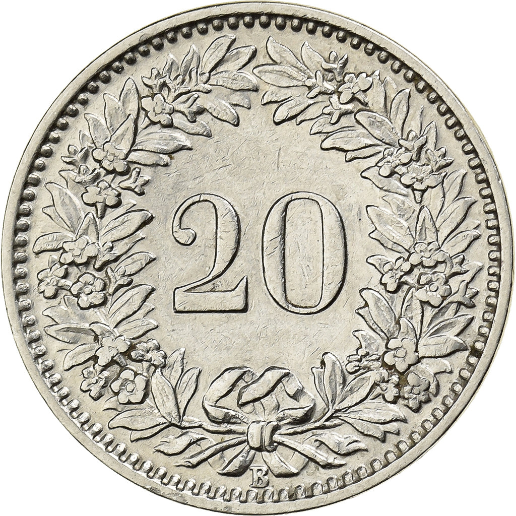 Svizzera, 20 Rappen, 1927, Bern, Nichel, BB, KM:29