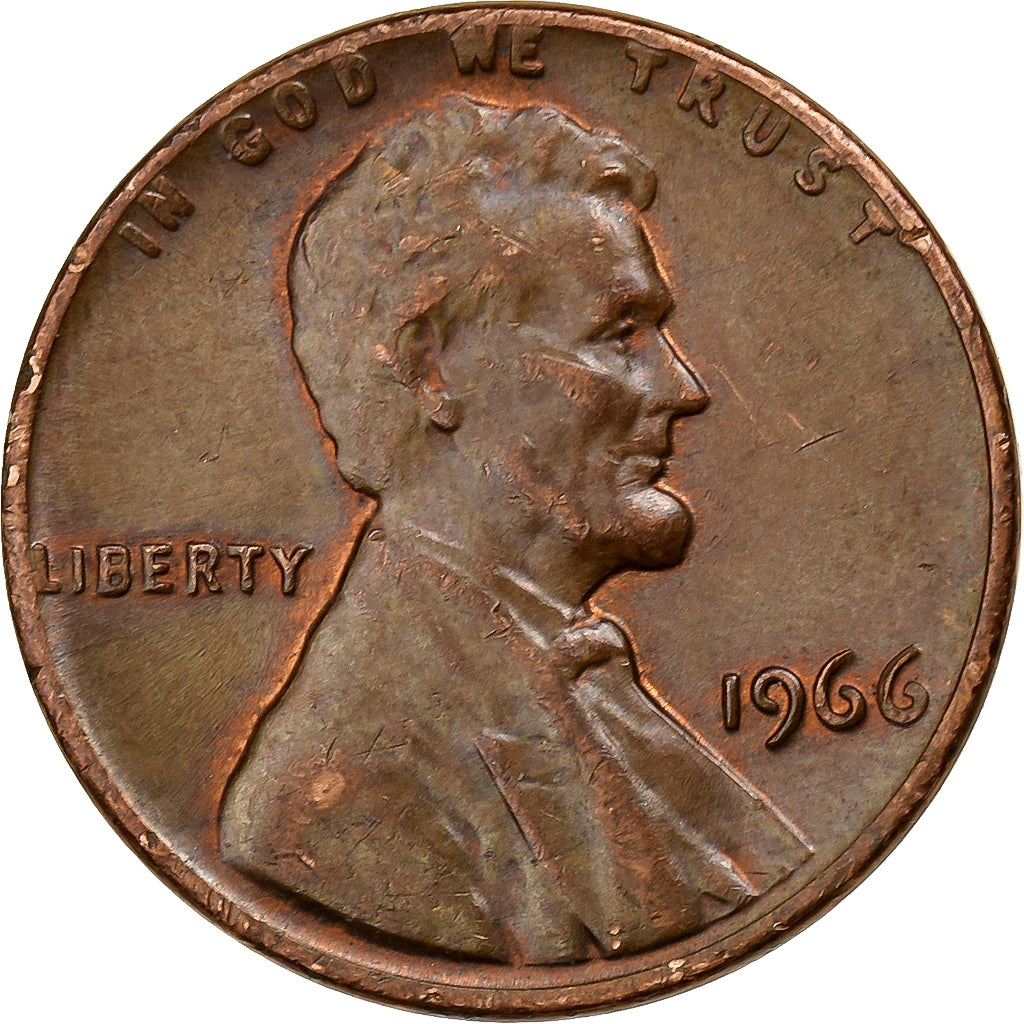Estados Unidos da América, Cent, Lincoln, 1966, U.S. Mint, Latão, EF(40-45)