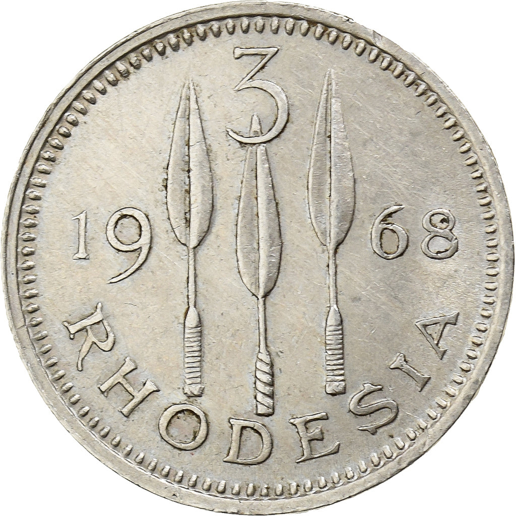 Rhodesia, Elizabeth II, 3 Pence = 2-1/2 Cents, 1968, British Royal Mint