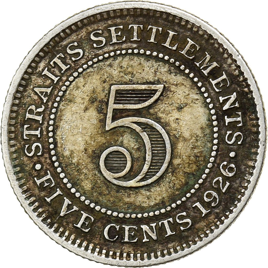 Straits Settlements, George V, 5 Cents, 1926, Silber, SS, KM:36