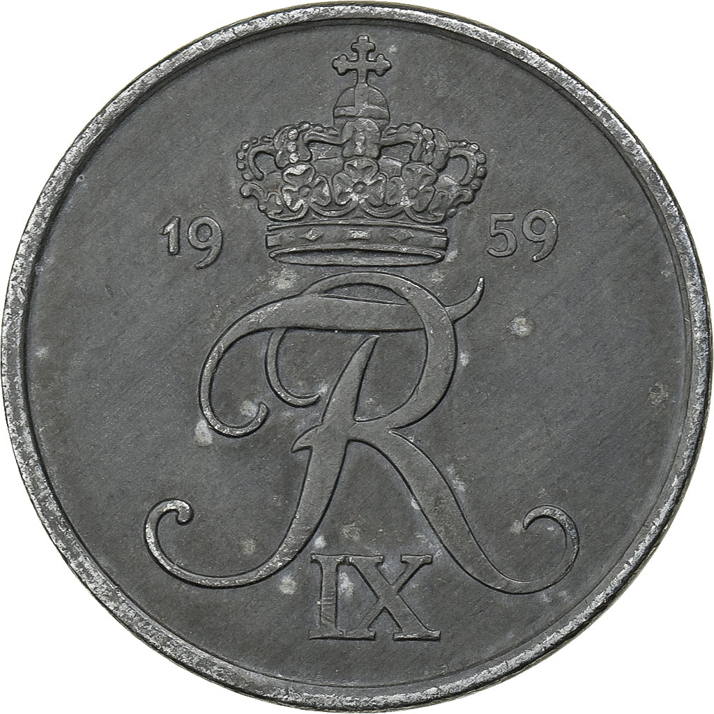 Denemarken, Frederik IX, 5 Öre, 1959, Copenhagen, Zinc, ZF, KM:843.2
