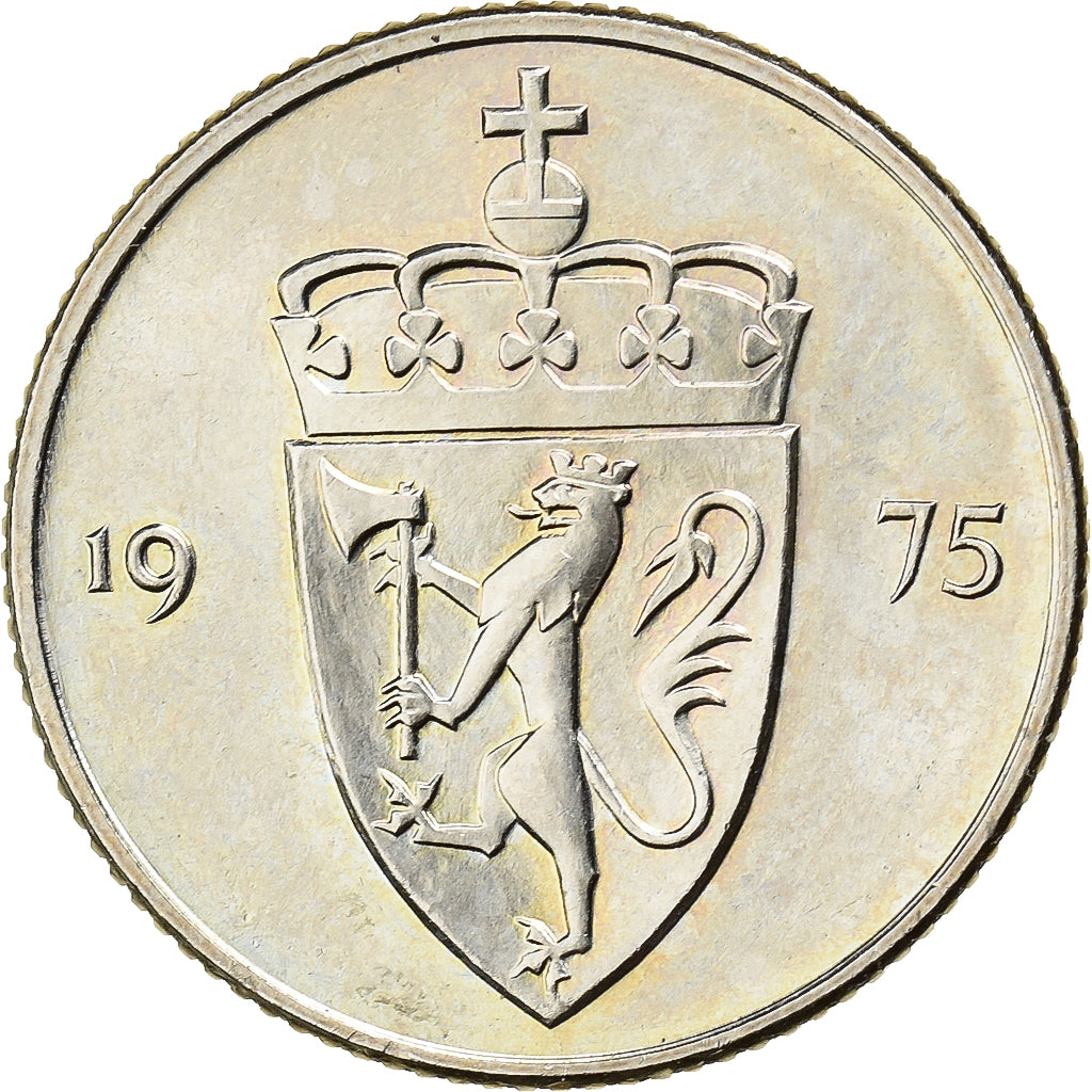 Noruega, Haakon VII, 50 Öre, 1975, Cobre-níquel, AU(55-58), KM:386