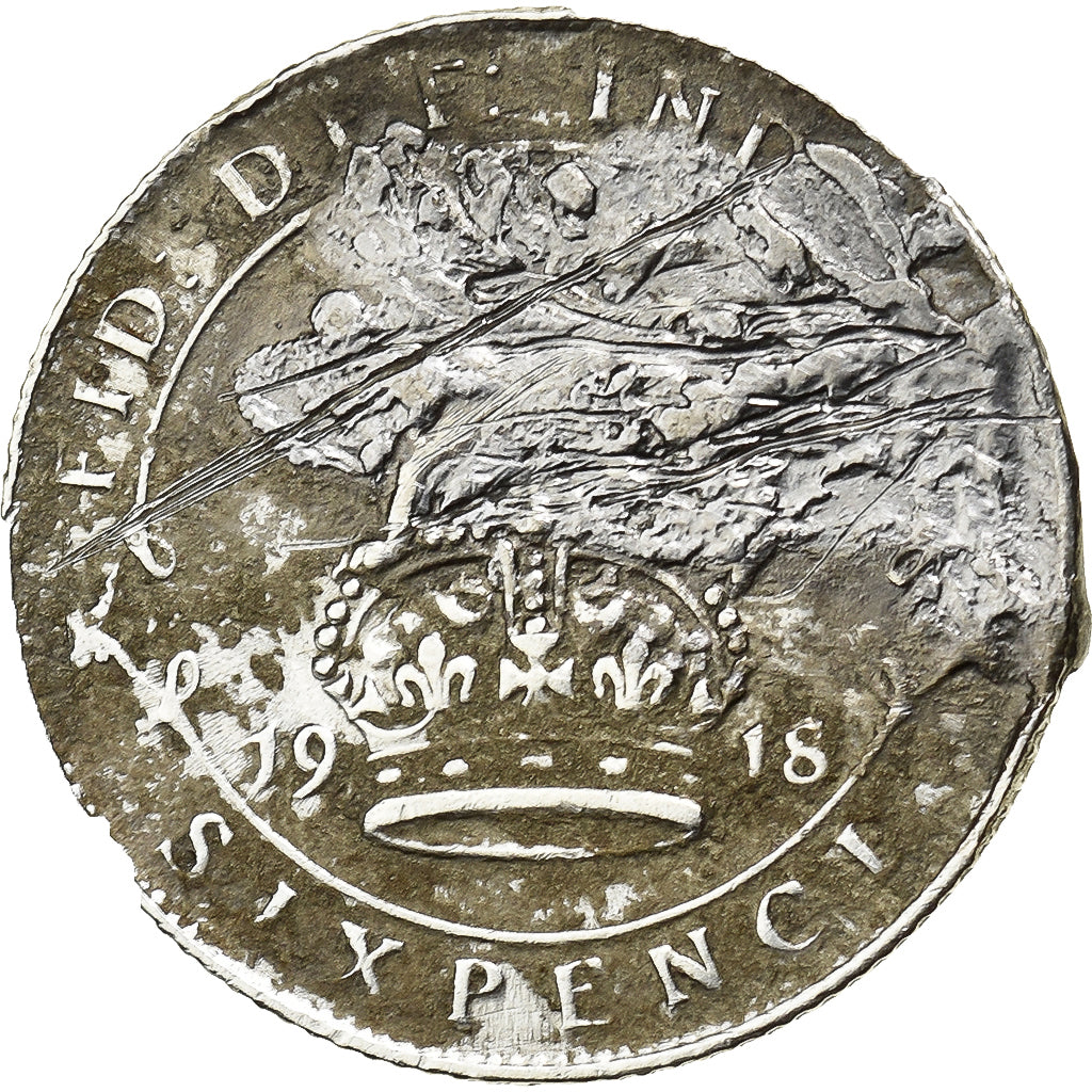 Großbritannien, George V, 6 Pence, 1918, Silber, S+, KM:815