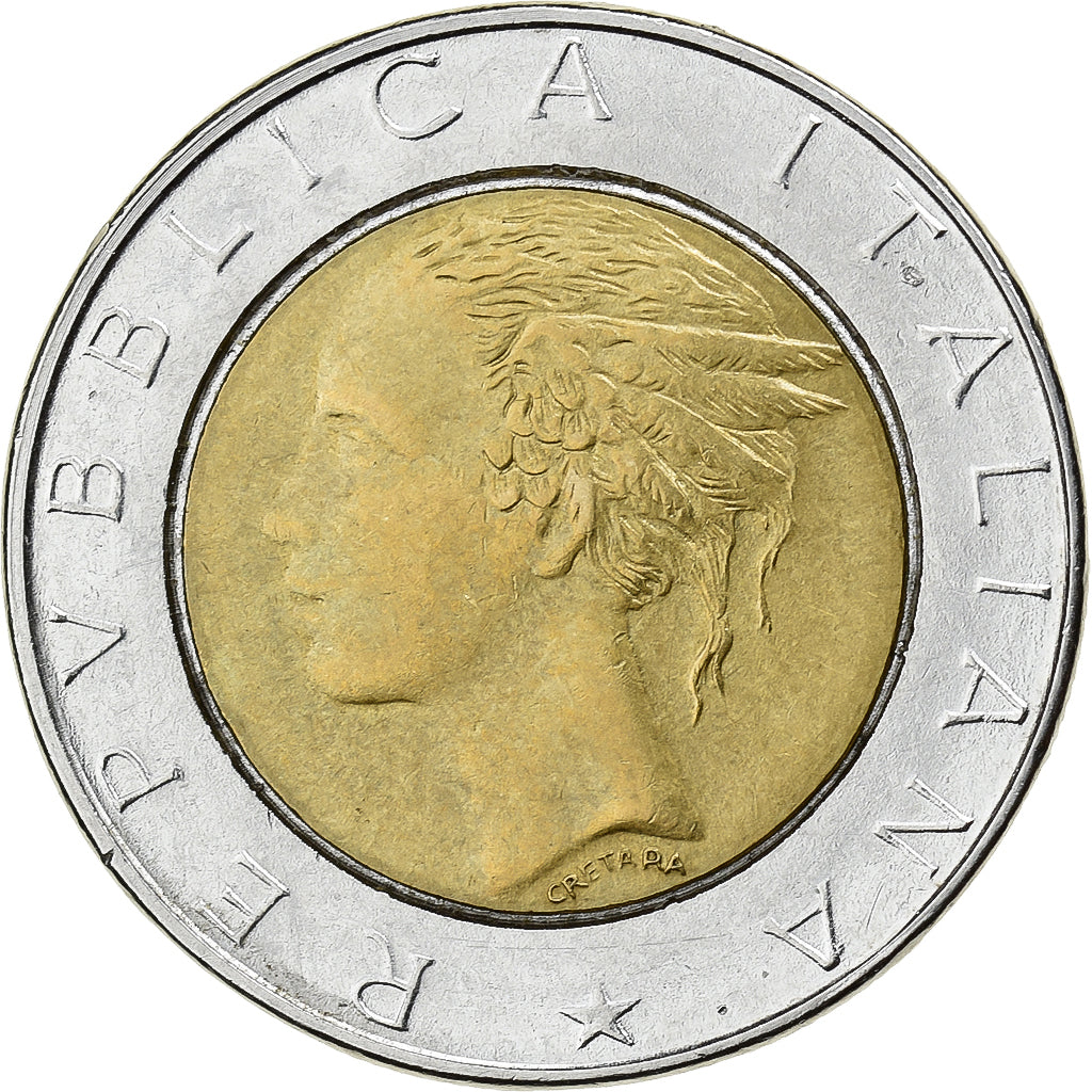 Itália, 500 Lire, 1988, Rome, Bimetálico, AU(50-53), KM:111