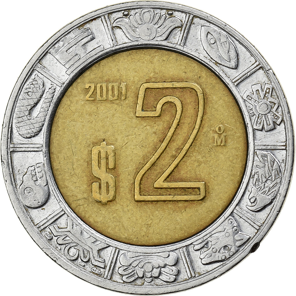 Mexique, 2 Pesos, 2001, Mexico City, Bimétallique, TTB, KM:604