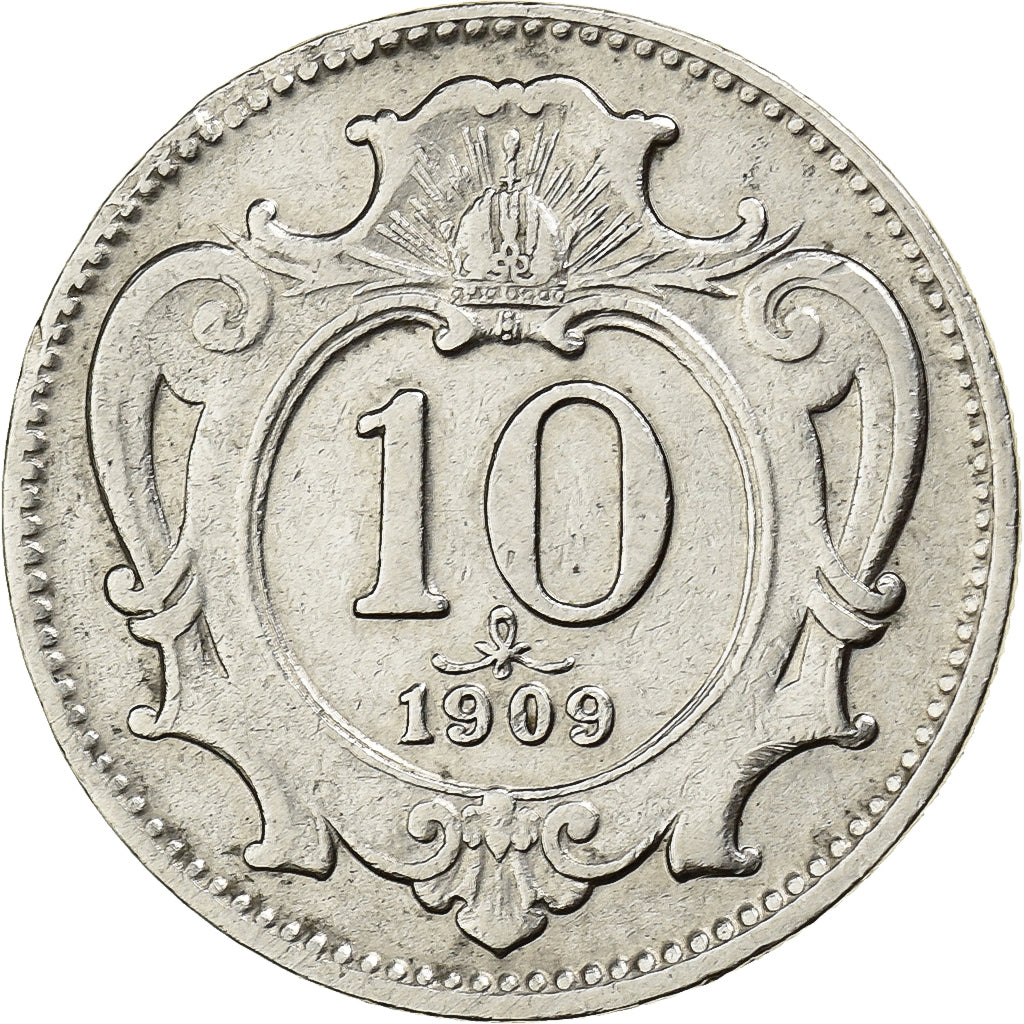 Austria, Franz Joseph I, 10 Heller, 1909, Nickel, EF(40-45), KM:2802