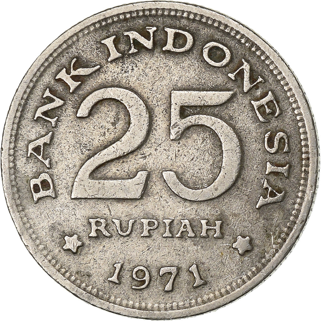 Indonesia, 25 Rupiah, 1971, Copper-nickel, EF(40-45), KM:34