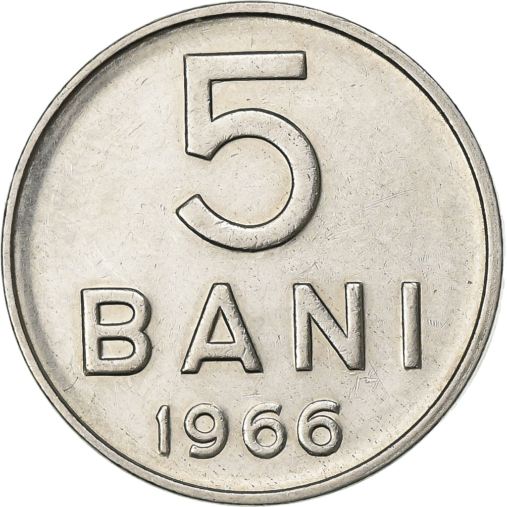 Romania, 5 Bani, 1966, Nickel Clad Steel, EF(40-45), KM:92
