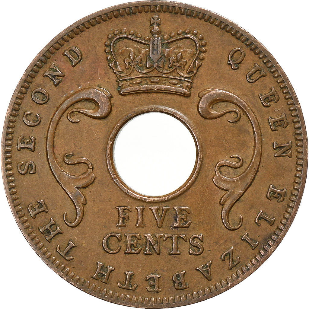 Afrique orientale britannique, Élisabeth II, 5 Cents, 1955, Bronze, TTB, KM:37