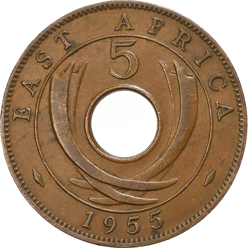 Afrique orientale britannique, Élisabeth II, 5 Cents, 1955, Bronze, TTB, KM:37