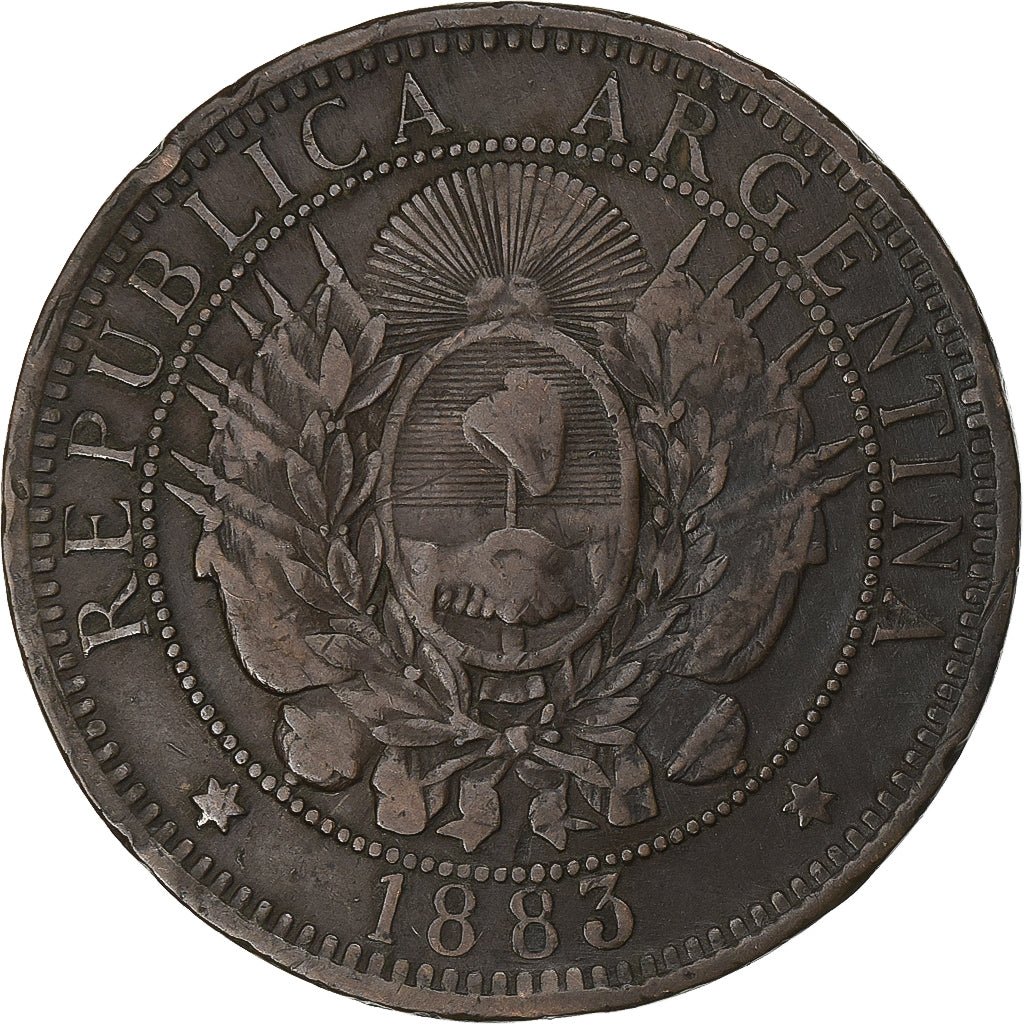 Argentina, 2 Centavos, 1883, Brązowy, EF(40-45), KM:33