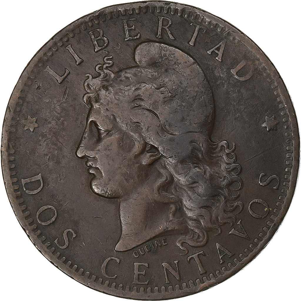 Argentina, 2 Centavos, 1883, Brązowy, EF(40-45), KM:33