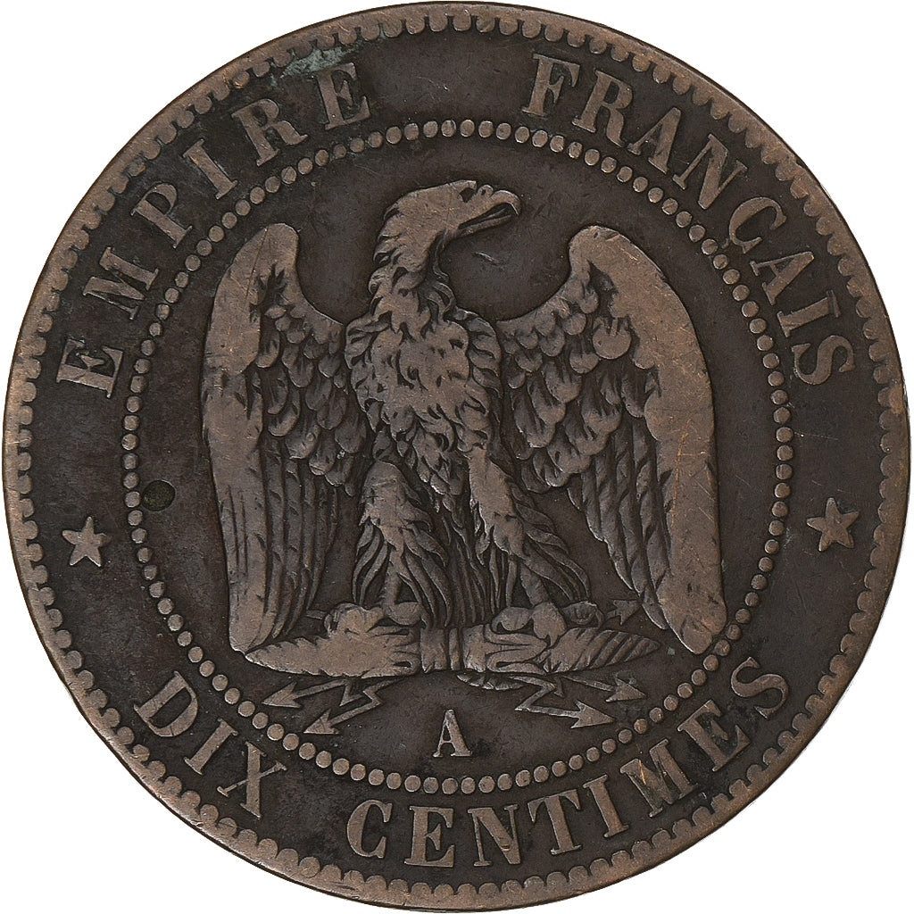 France, Napoleon III, 10 Centimes, 1853, Paris, Bronze, VF(20-25), KM:771.1