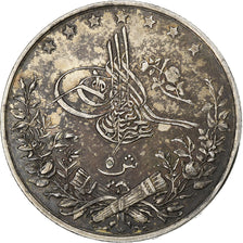 Egypt, Abdul Hamid II, 5 Qirsh, 1884 (AH 1293/10), Silver, EF(40-45), KM:294