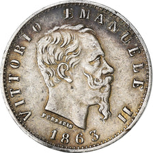 Italy, Vittorio Emanuele II, 20 Centesimi, 1863, Milan, Silver, EF(40-45)