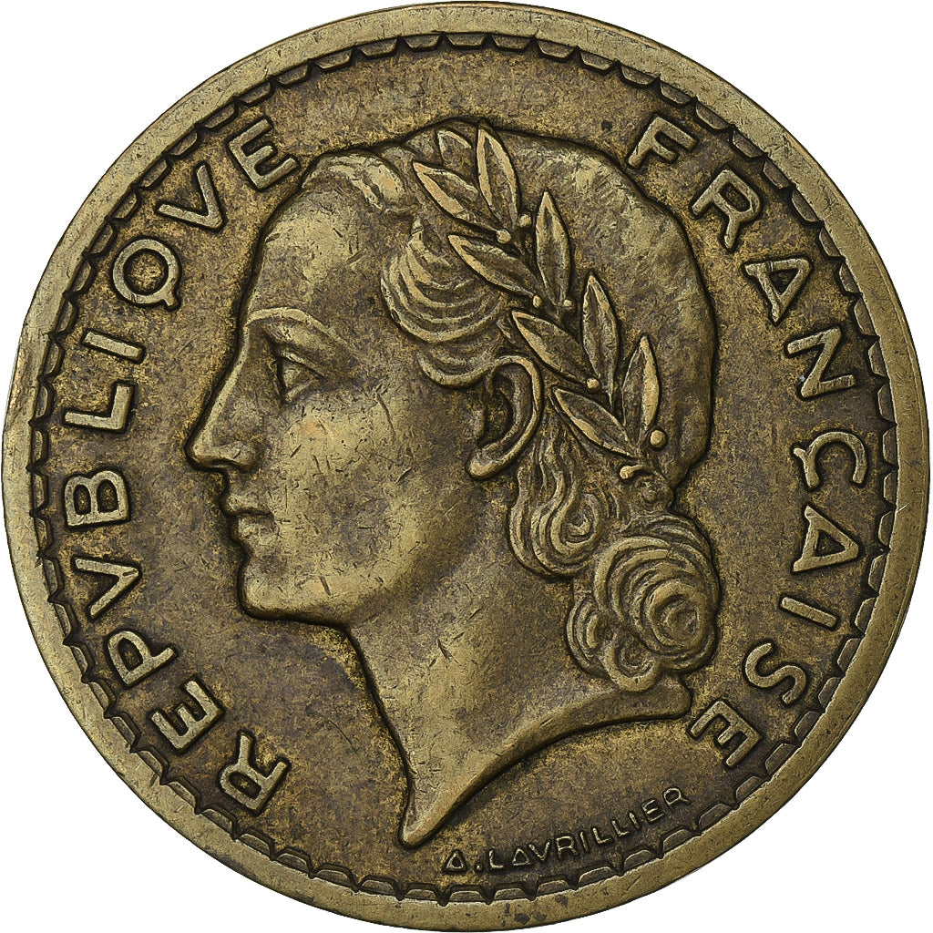 France, 5 Francs, Lavrillier, 1945, Paris, Aluminum-Bronze, EF(40-45), KM:888a.2