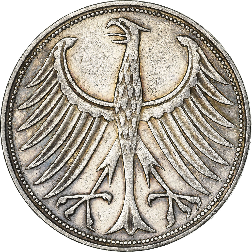 GERMANIA - REPUBBLICA FEDERALE, 5 Mark, 1951, Stuttgart, Argento, BB, KM:112.1