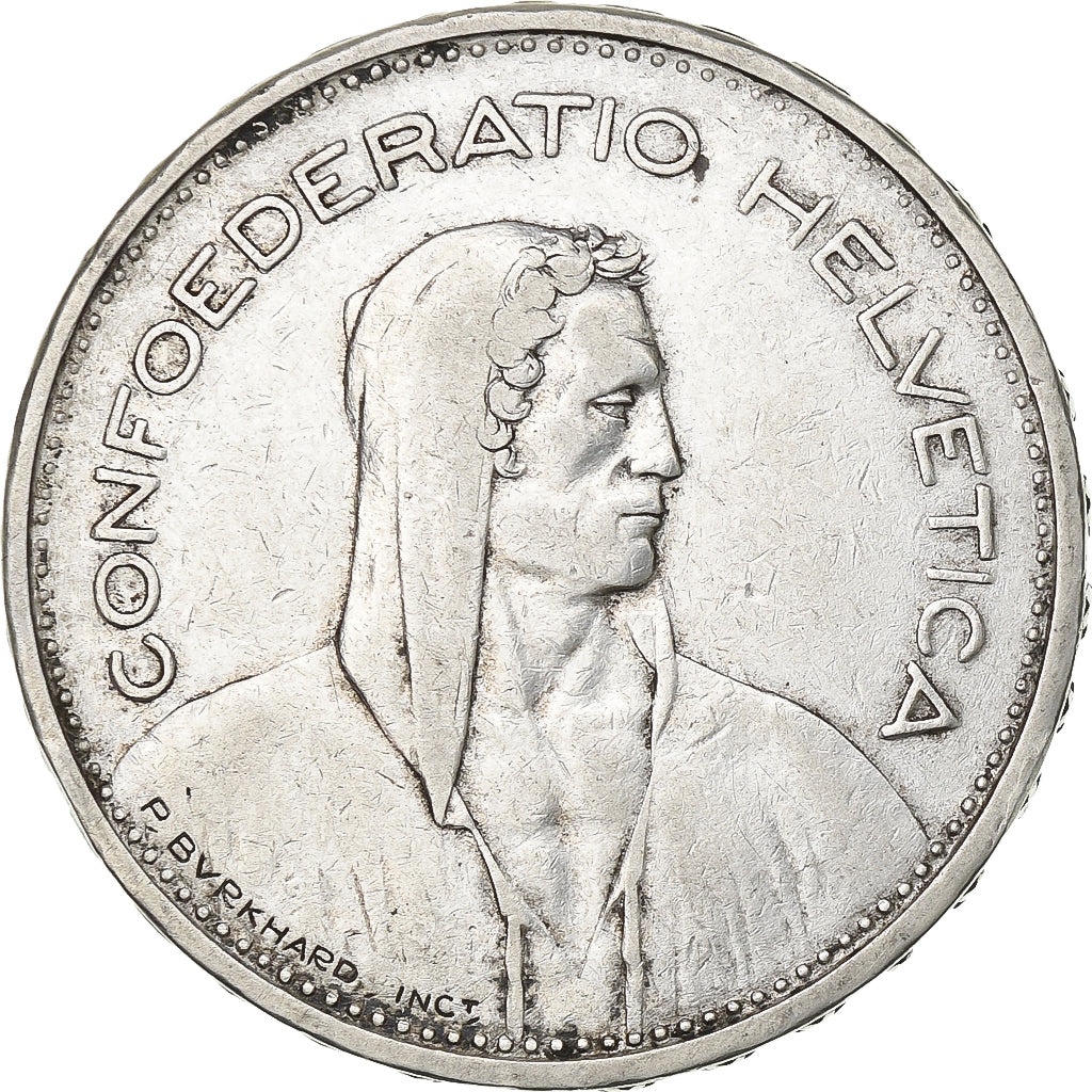 Suiza, 5 Francs, 1933, Bern, Plata, MBC, KM:40