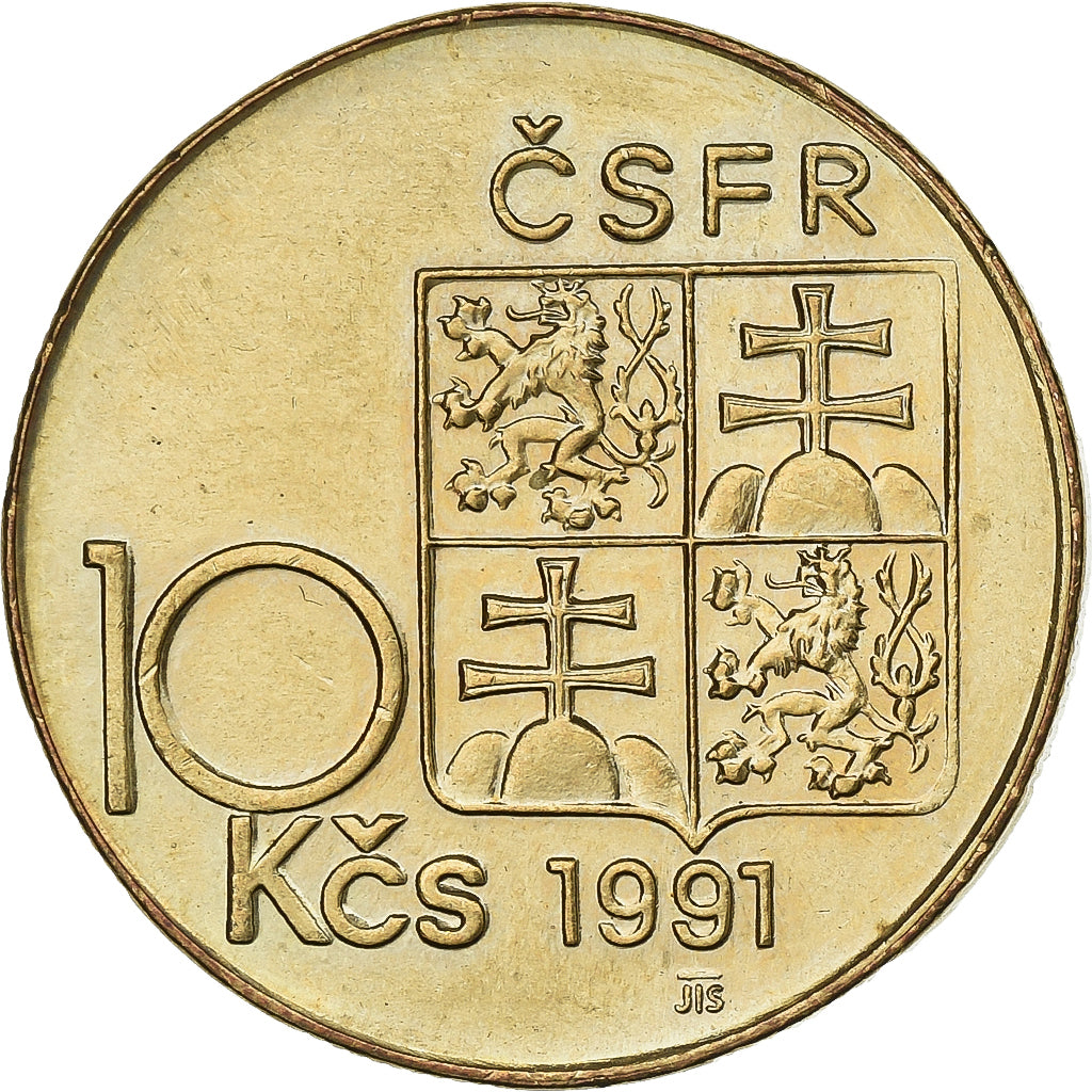 Cecoslovacchia, 10 Korun, 1991, Nichel-bronzo, SPL-, KM:153