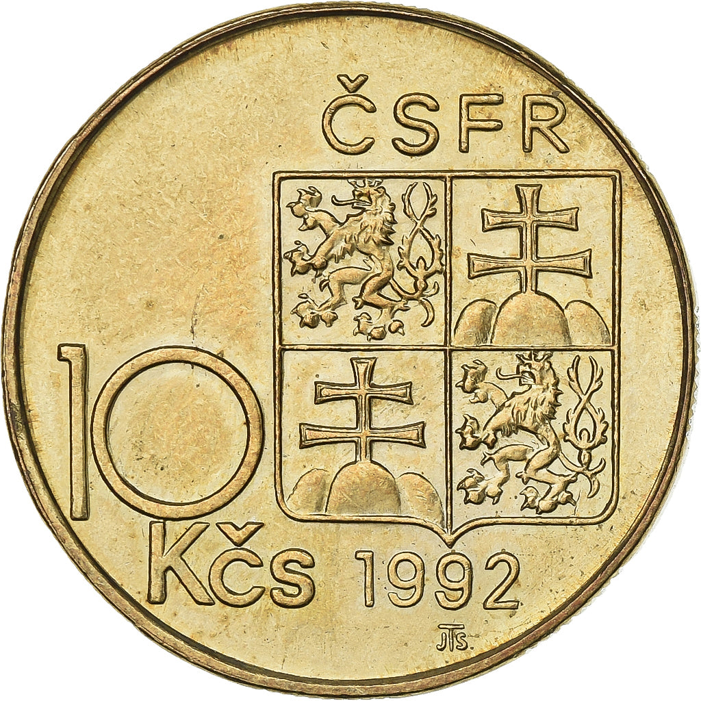 Czechoslovakia, 10 Korun, 1992, Nickel-Bronze, AU(55-58), KM:159