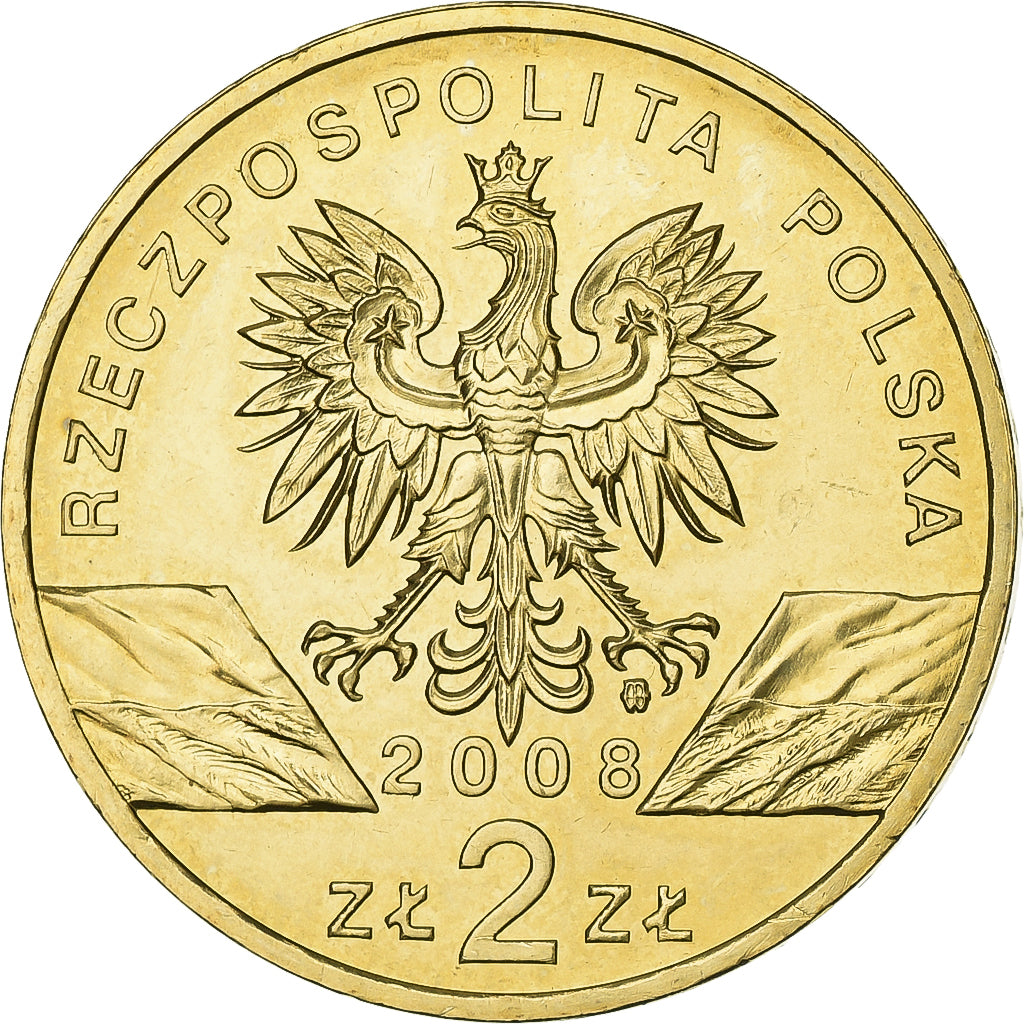 Polónia, 2 Zlote, 2008, Warsaw, Latão, AU(55-58), KM:627