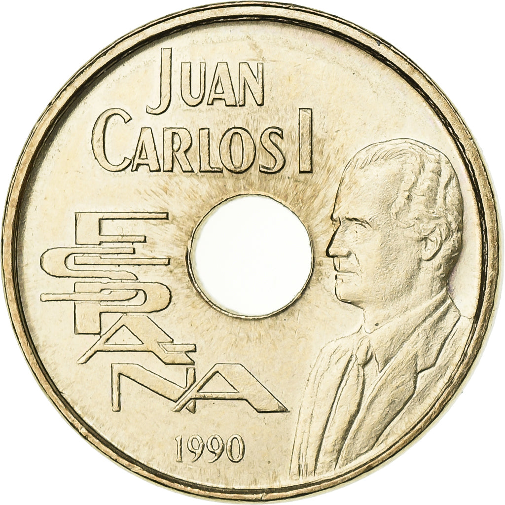 Spain, Juan Carlos I, 25 Pesetas, 1990, Madrid, Aluminum-Bronze, AU(55-58)