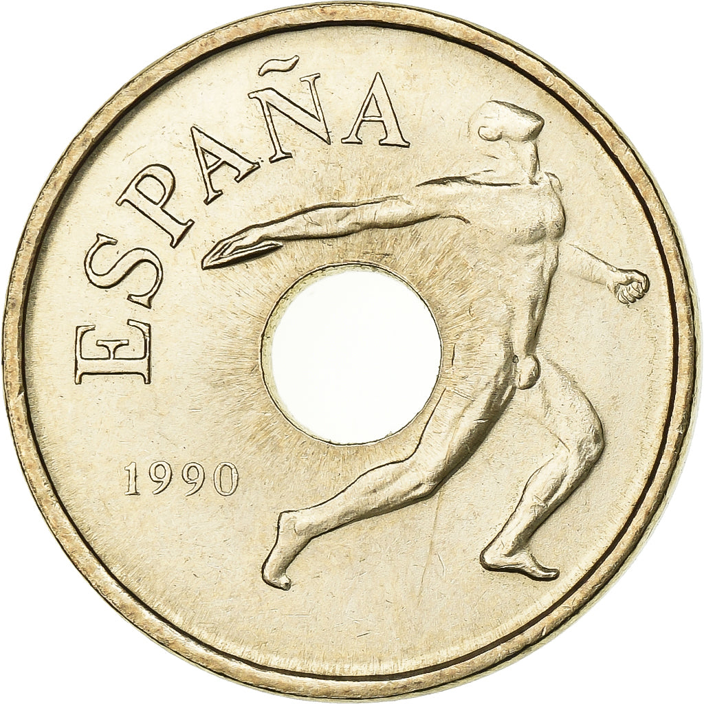 Spain, Juan Carlos I, 25 Pesetas, 1990, Madrid, Aluminum-Bronze, AU(55-58)
