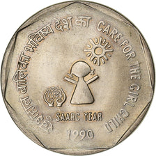 India, Rupee, 1990, Mumbai, Copper-nickel, AU(55-58), KM:87.1