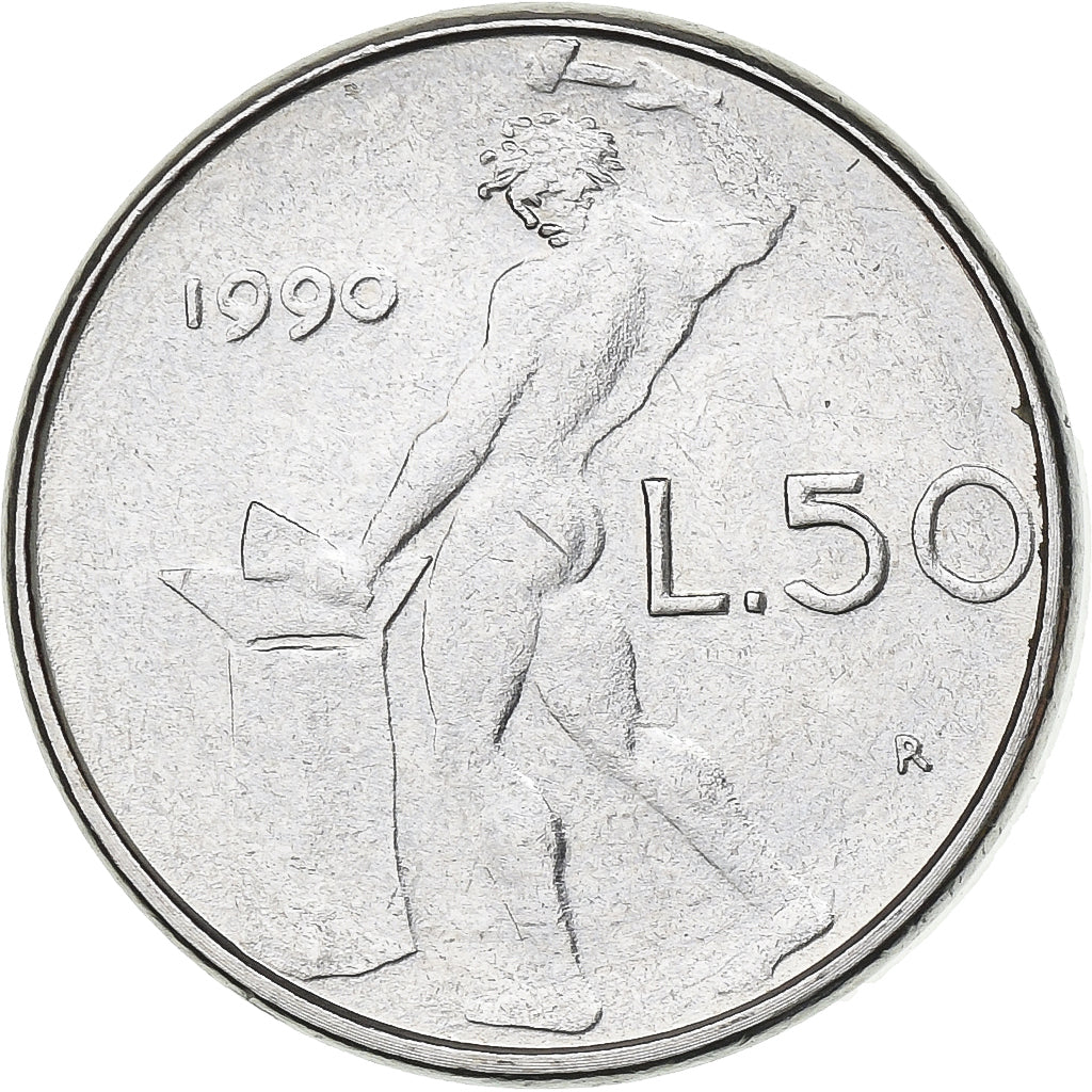 Italia, 50 Lire, 1990, Rome, Acero inoxidable, EBC, KM:95.2