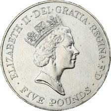 Great Britain, Elizabeth II, 5 Pounds, 1996, Copper-nickel, AU(55-58), KM:974