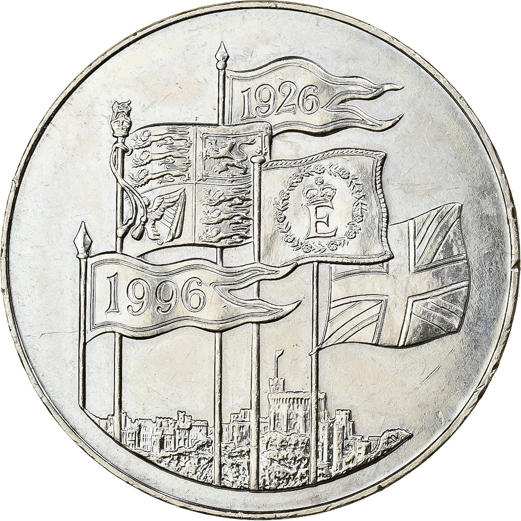 Great Britain, Elizabeth II, 5 Pounds, 1996, Copper-nickel, AU(55-58), KM:974