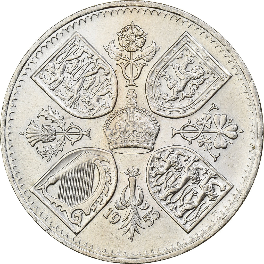 Groot Bretagne, Elizabeth II, Crown, 1953, Cupro-nikkel, PR, KM:894