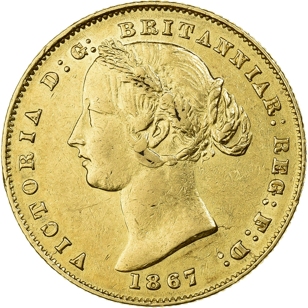 Australia, Victoria, Sovereign, 1867, Sydney, Złoto, EF(40-45), KM:4
