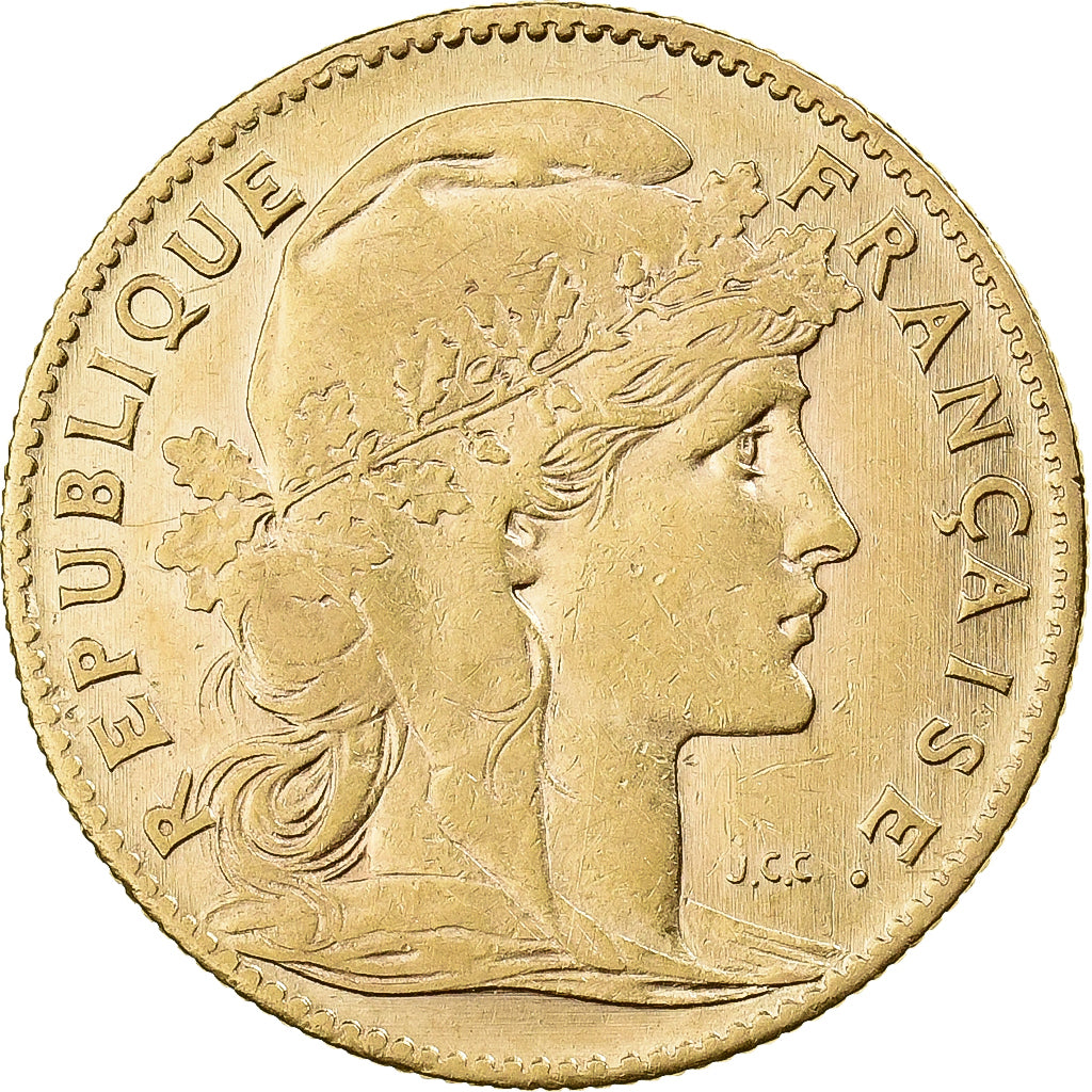Francja, 10 Francs, Marianne, 1907, Paris, Złoto, VF(30-35), Gadoury:1017