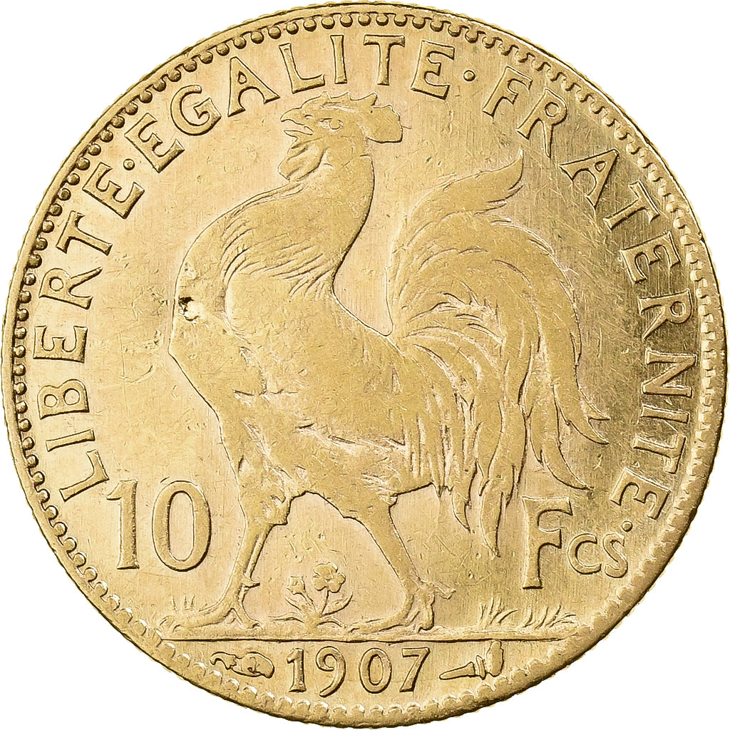 Francja, 10 Francs, Marianne, 1907, Paris, Złoto, VF(30-35), Gadoury:1017