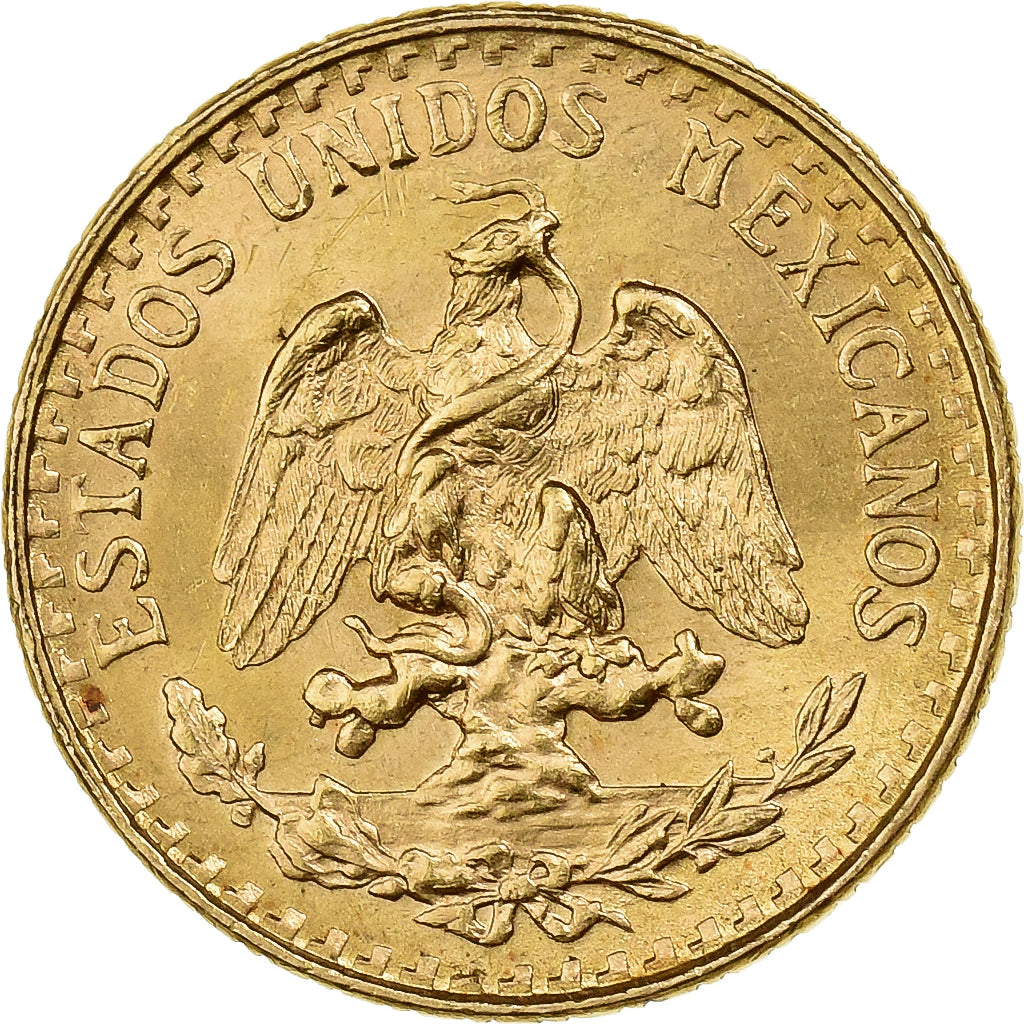 Mexico, 2 Pesos, 1945, Mexico City, Gold, AU(55-58), KM:461