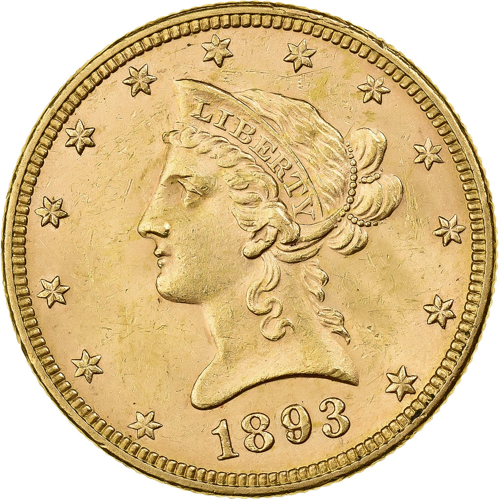 United States, $10, Eagle, Coronet Head, 1893, U.S. Mint, Gold, AU(50-53)