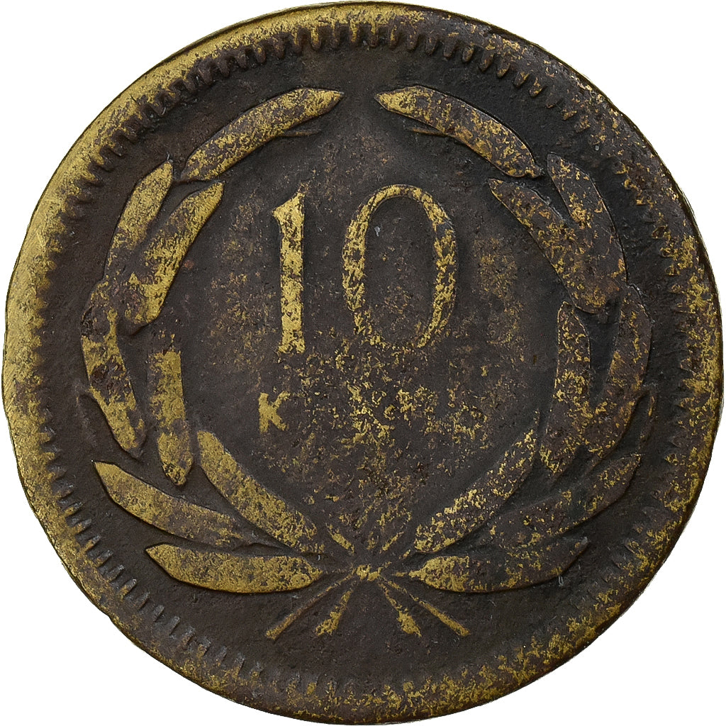 Turquía, 10 Kurus, 1956, Istanbul, Latón, BC+, KM:888