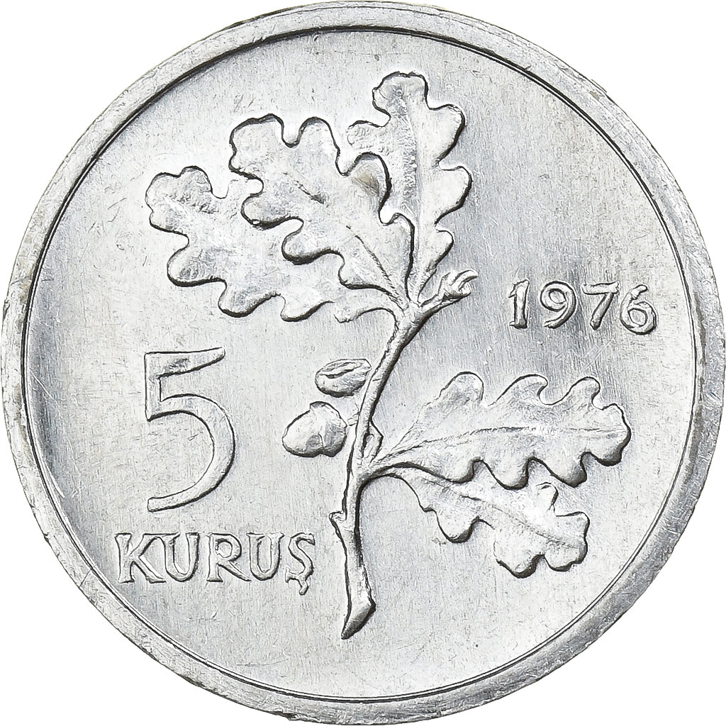 Turkey, 5 Kurus, 1976, Istanbul, Aluminum, AU(55-58), KM:890a