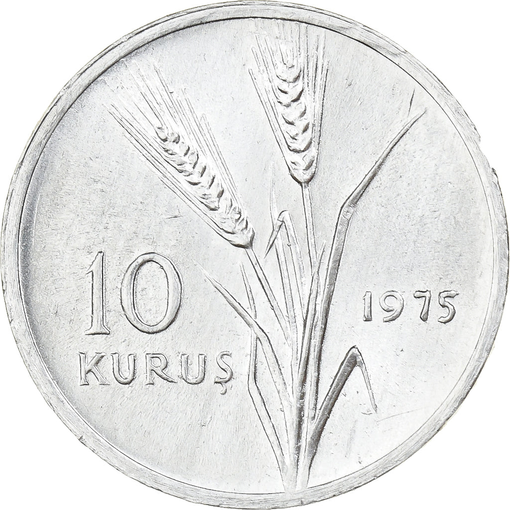 Turkije, 10 Kurus, 1975, Istanbul, Aluminium, PR, KM:891a