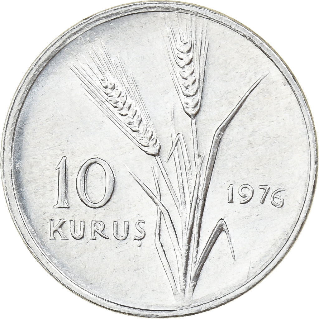 Turkey, 10 Kurus, 1976, Istanbul, Aluminum, AU(55-58), KM:908