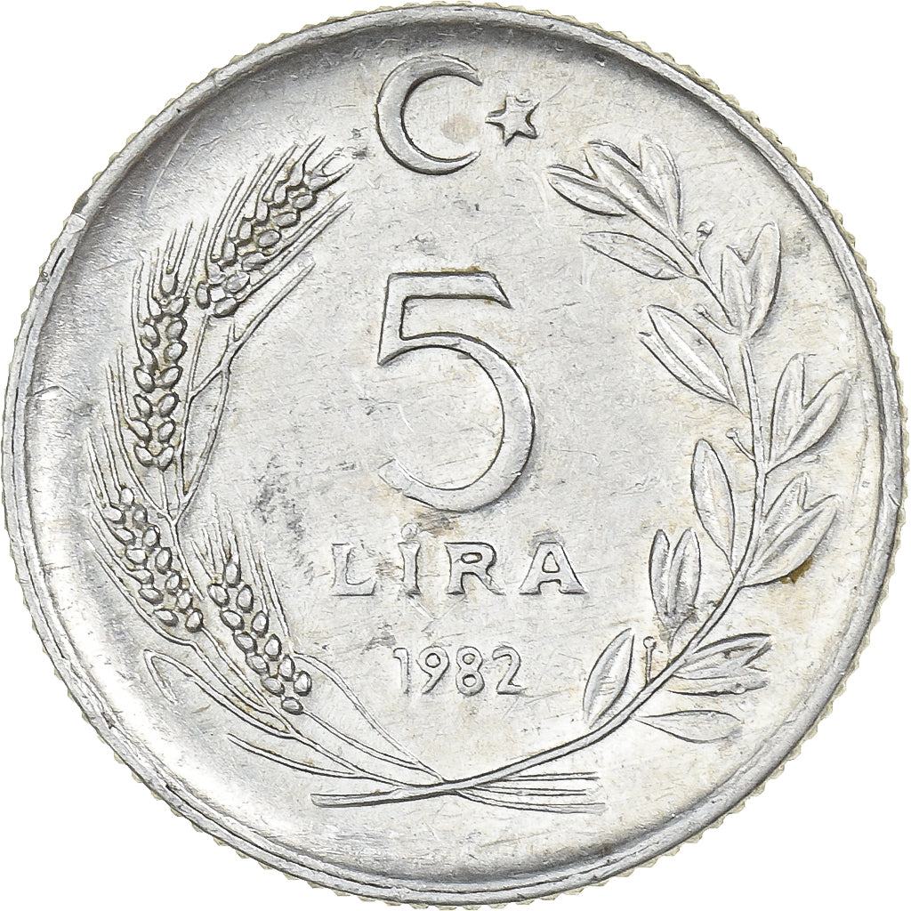 Turquie, 5 Lira, 1982, Istanbul, Aluminium, SUP, KM:949.1
