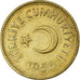 Turquía, 25 Kurus, 1956, Istanbul, Latón, MBC+, KM:886