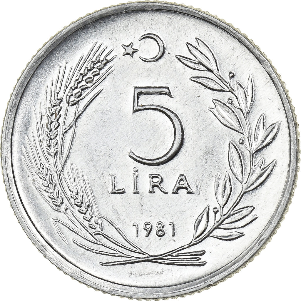 Turkije, 5 Lira, 1981, Istanbul, Aluminium, PR, KM:944
