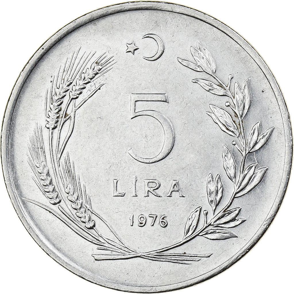 Türkei, 5 Lira, 1976, Istanbul, Stainless Steel, VZ, KM:905