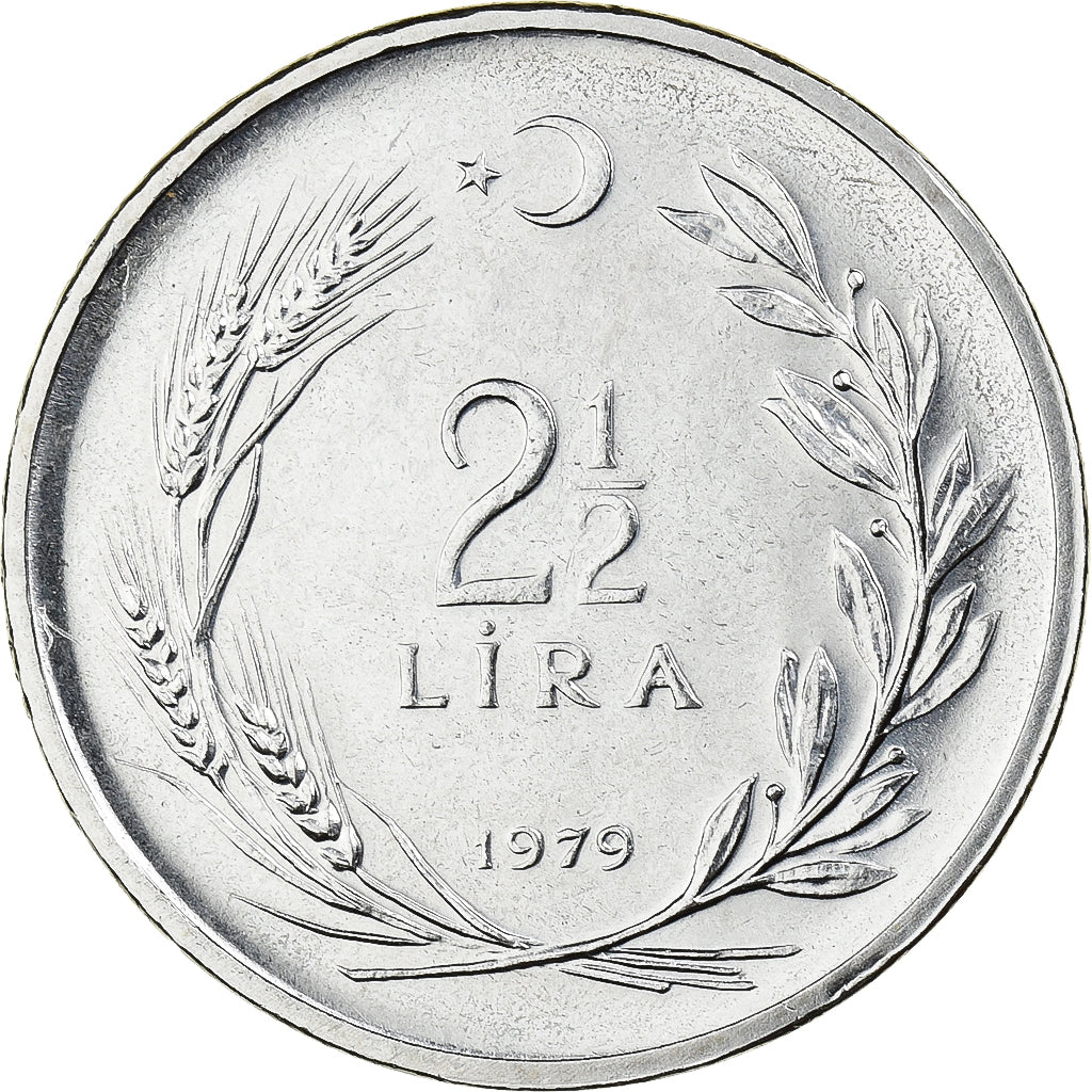Turcja, 2-1/2 Lira, 1976, Istanbul, Stal nierdzewna, AU(55-58), KM:927